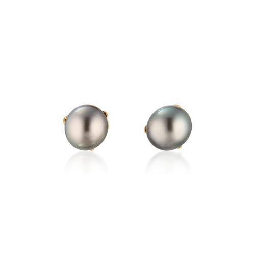 Black Tahitian Pearl 18k Umbrella Post Studs 18k