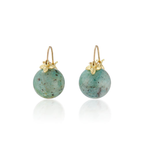 Smooth Round Chrysocolla 18k Flyers