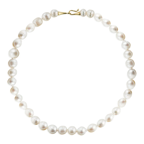 White South Sea Pearl Necklace 18k Cone Hook + Eye