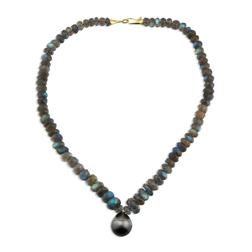 Labradorite Tahitian Pearl 18k Necklace