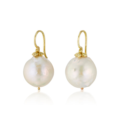 Creamy Freshwater Pearl Triple Seed 18k Earring