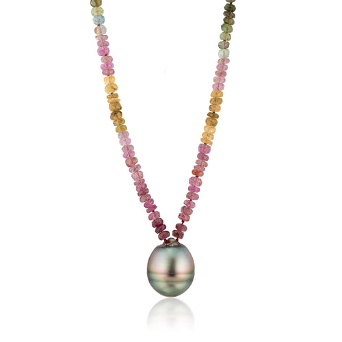 Tourmaline Necklace with Ombre Effect 18k