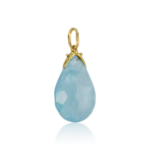 Faceted Teardrop Aquamarine Pendant 18k