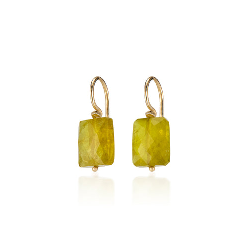 Green Grossular Garnet 18k Single Seed Earrings