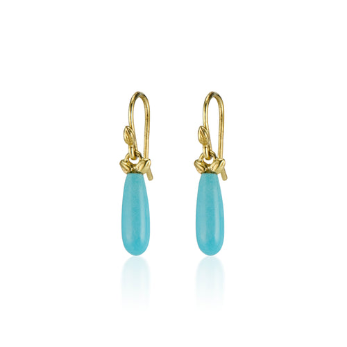 Sleeping Beauty Turquoise Double Wing 18k Drop Earrings