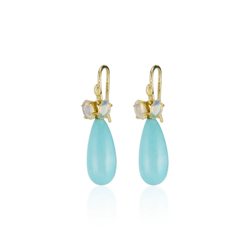 Sleeping Beauty Turquoise , Etheopian Opal 18k Wing Earrings
