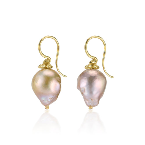 Irregular Freshwater Pearl Triple Seed Earwire 18k pearl