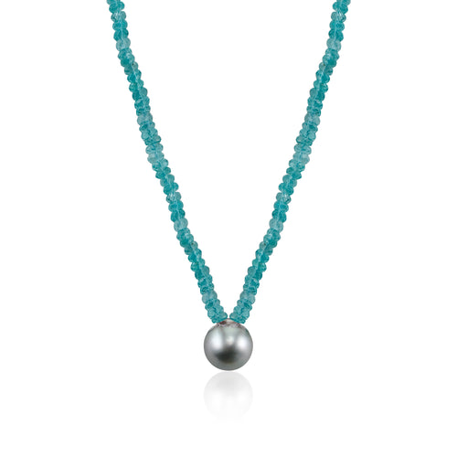 Blue Green Amazonite South Sea Pendant 18k S Hook