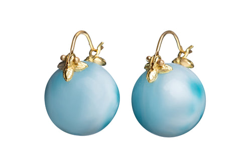 Smooth Round Larimar Flyer Earring