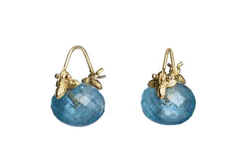 Faceted Rondelle Baby Aquamarine Flyer Earrings