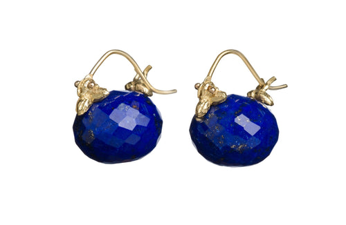 Faceted Rondelle Lapis Lazuli Flyer Earrings