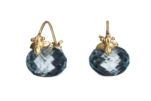 Baby, Rondelle Faceted Blue Aquamarine Flyer Earrings