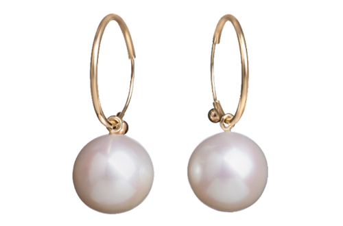 11mm white Freshwater pearl on endless hoop