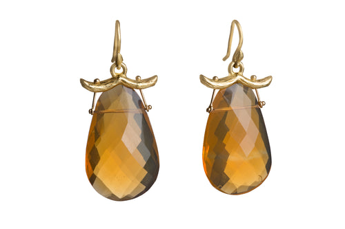 Faceted Mexican Opal Drops Double Banana Earrings