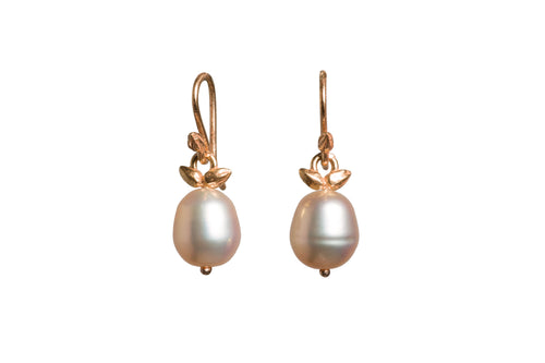 Baby Peach Freshwater Pearl 14k Pink Double Seed Earrings