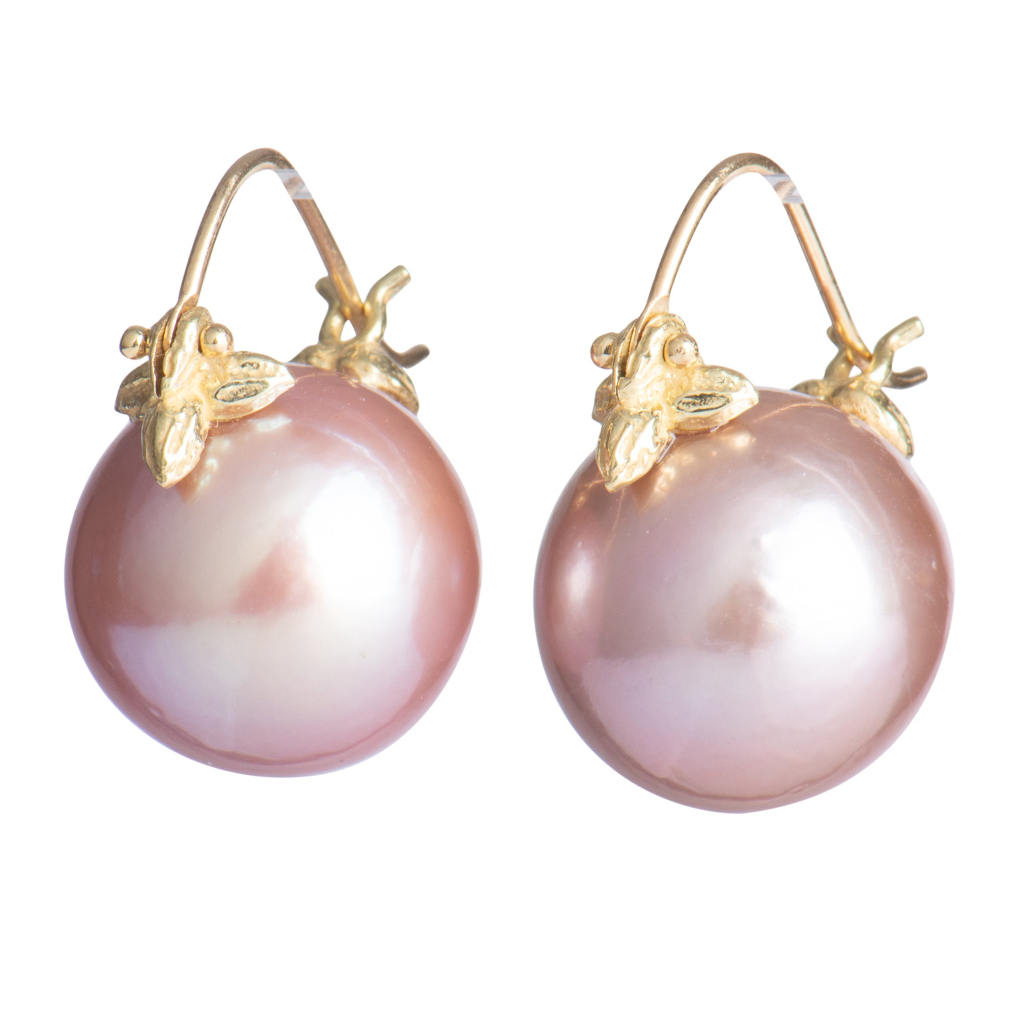 Pink Freshwater Pearl 18k Flyer Earring