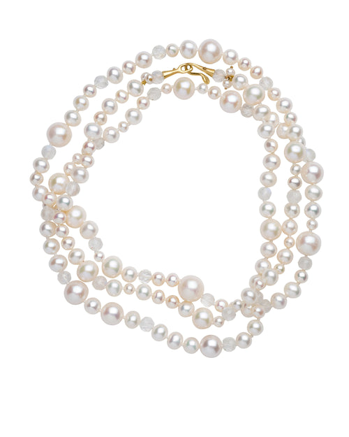 Moonstone and Assorted White Freshwater Pearl Necklace