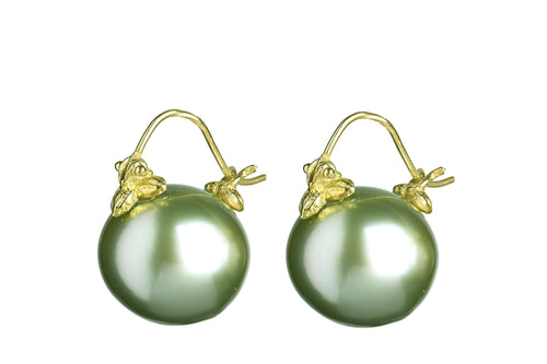 Pistachio Tahitian Pearl Flyer Earrings