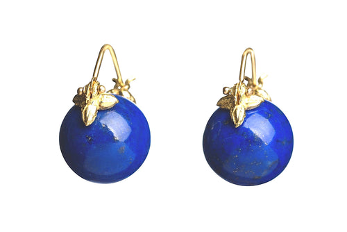 Smooth Round Lapis Lazuli Flyer Earrings