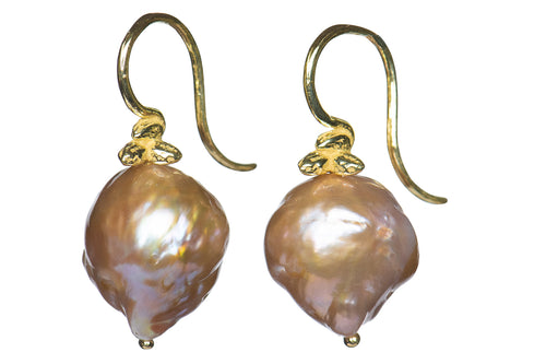 Triple Seed Bronze Pearl Earrings