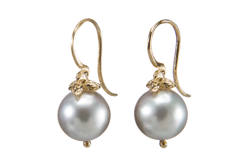 White Mini Freshwater M&M pearls on small endless hoops – Gabrielle Sanchez