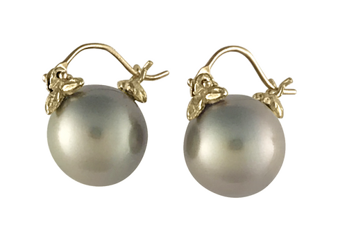 Pistachio Tahitian Pearl Flyer Earrings