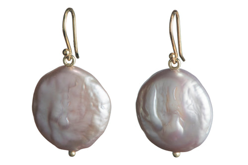 Lavender M&M Pearls on 14k Earwires