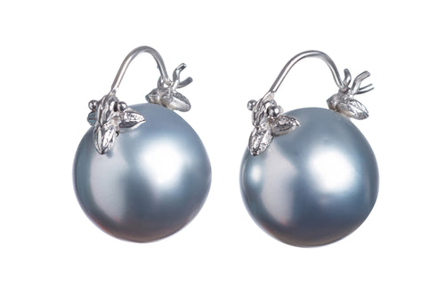 Gray with Pink Overtone Tahitian Pearls Flyer Earrings