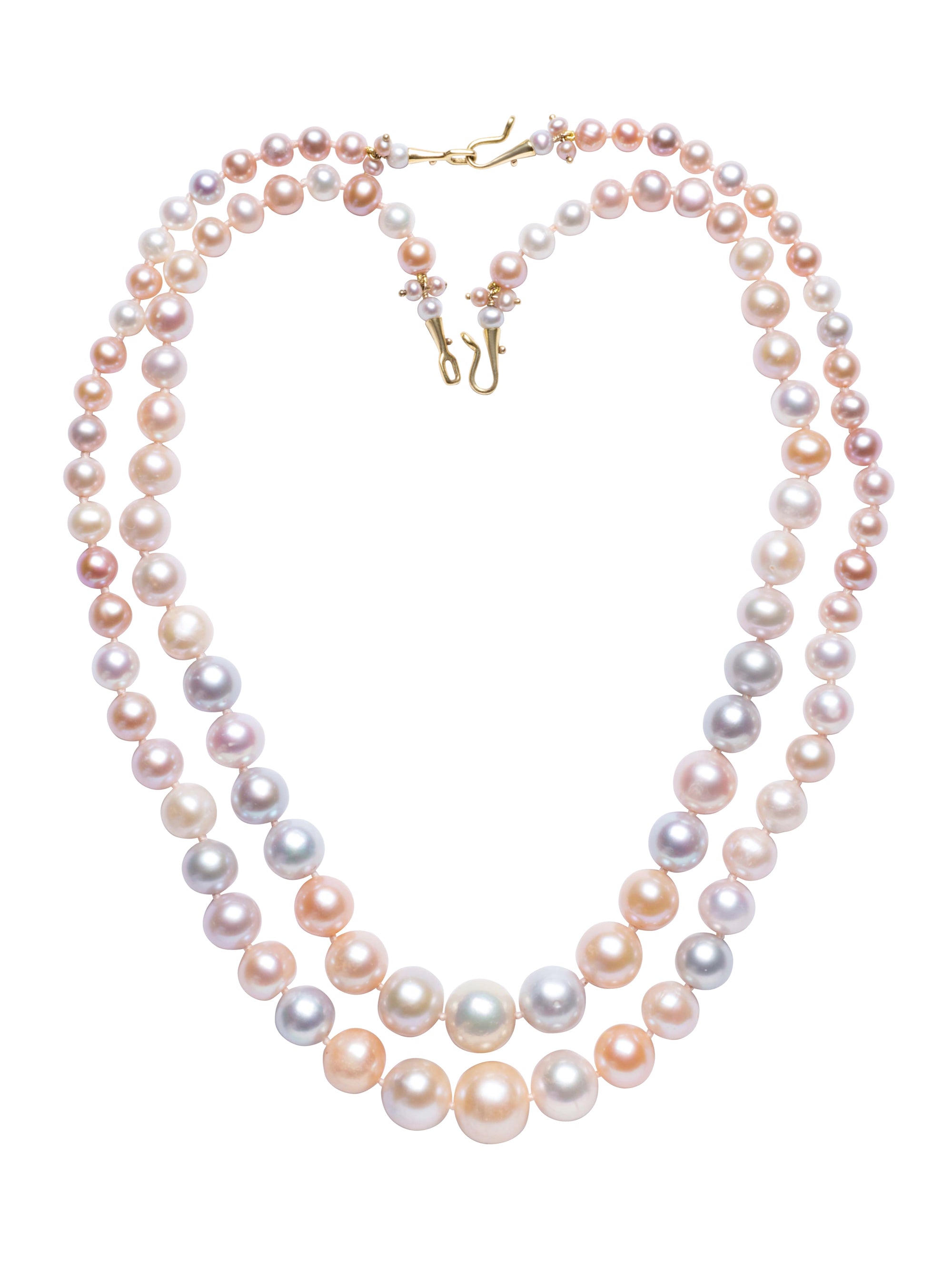 Pair of Nesting Pastel Multi-colored Freshwater Pearl Necklaces